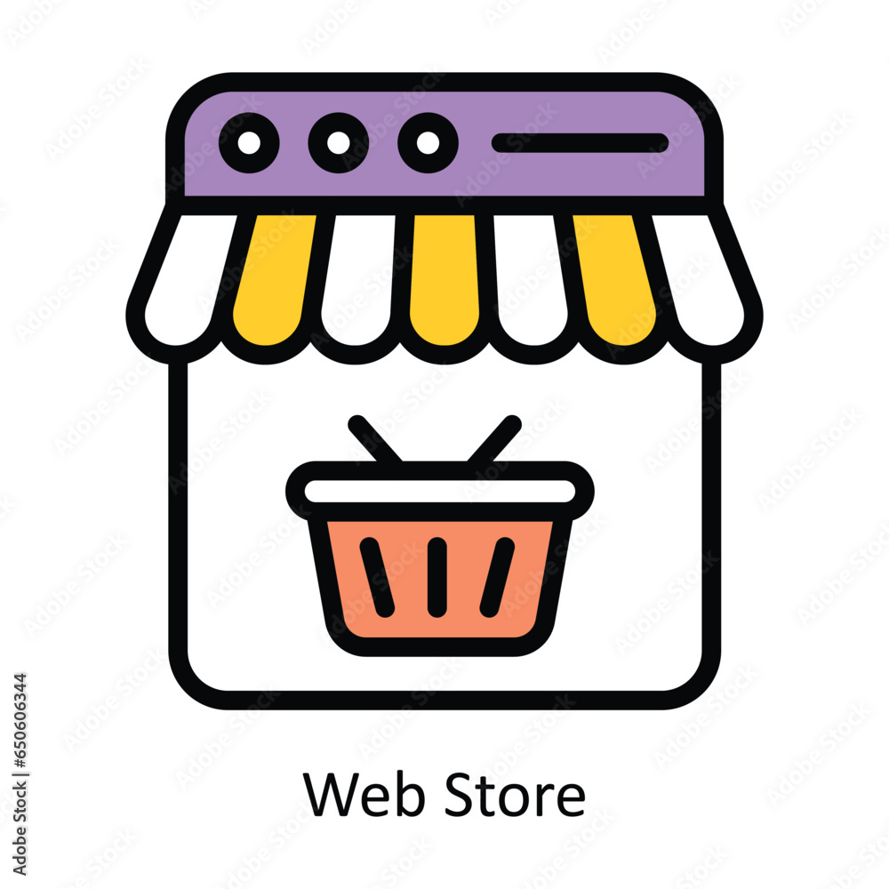 Web Store vector Fill outline Icon Design illustration. Web store Symbol on White background EPS 10 File Web Store vector Fill outline Icon Design illustration. Web store Symbol on White background EPS 10 File