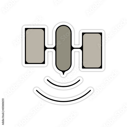 picto logo icones et symbole antenne satellite fin gris relief