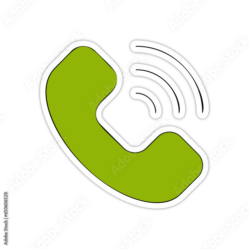 picto logo icones et symbole appel en cours fin vert relief