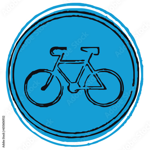 GDR DDR Traffic Symbols Bicycle Blue Bike Stamp Rough DIY Handmade Vector Font Love Design Icon Typo Graphic Design Viergutzeps photo