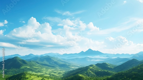 Green mountain on sky background. natural view