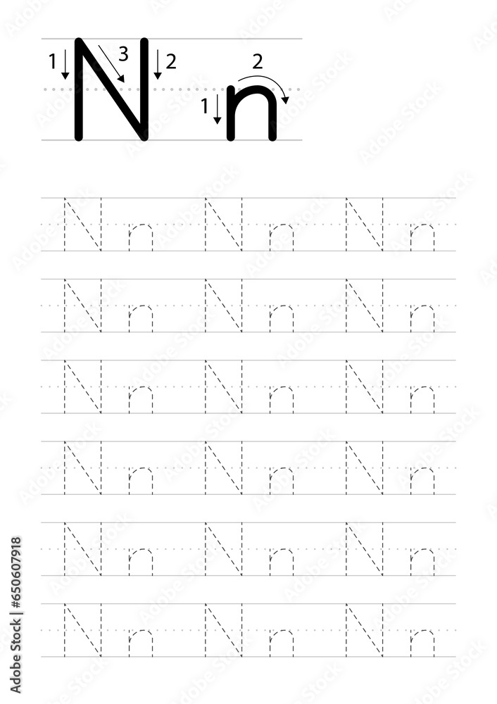 Printable letter A alphabet tracing worksheet Stock Vector | Adobe Stock