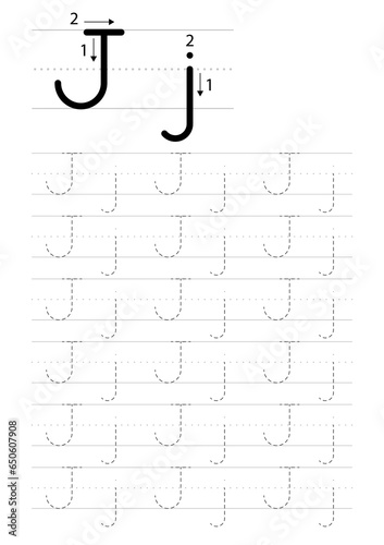 Printable letter J alphabet tracing worksheet