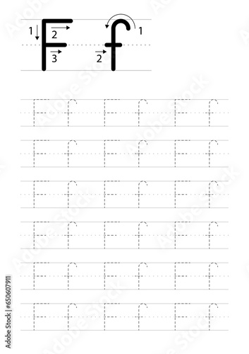 Printable letter F alphabet tracing worksheet