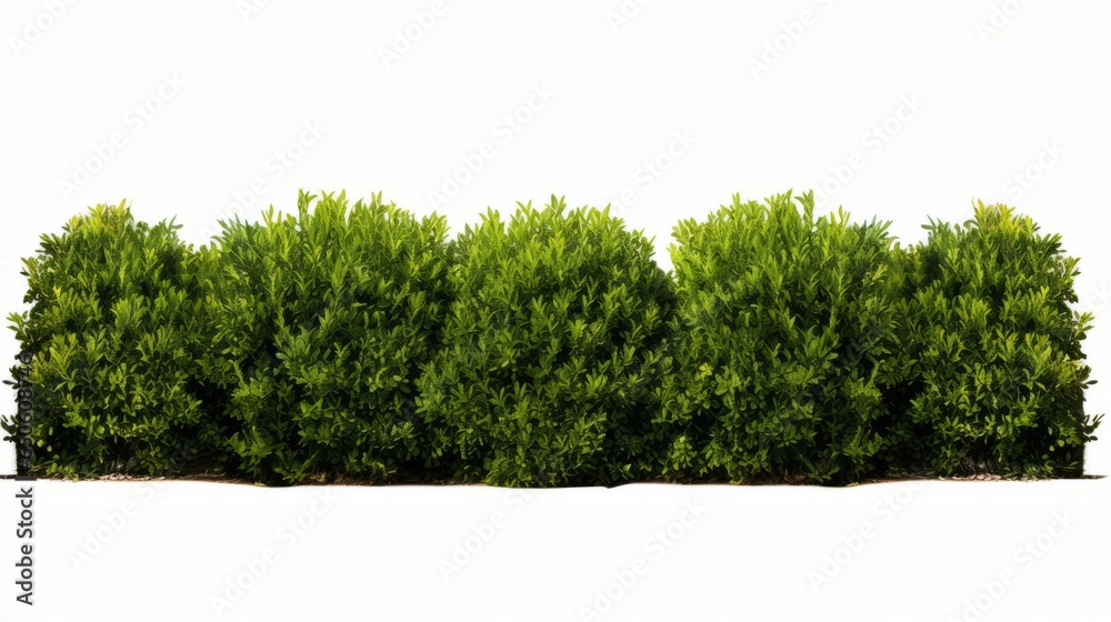 hedges and grass in front of lawn on white background - obrazy, fototapety, plakaty 