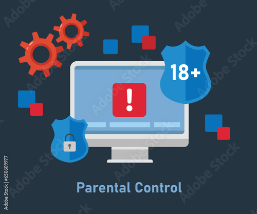 Access forbidden to web page for children under 18 2d vector illustration concept for banner, website, landing page, flyer, etc