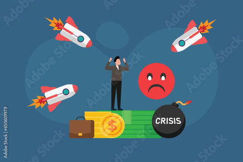 Use of accumulated cash funds during economic crisis 2d vector illustration concept for banner, website, landing page, flyer, etc