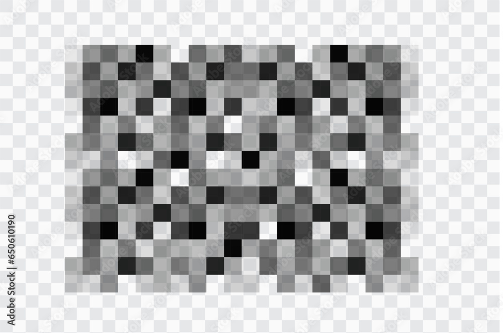 Censor pixel mosaic bar, simple gray blur censure frame on transparent background