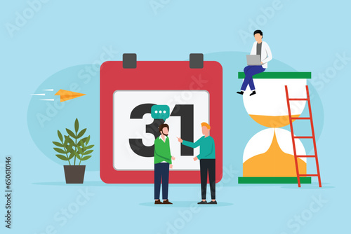 Entrepreneurship and calendar schedule planning 2d vector illustration concept for banner, website, landing page, flyer, etc