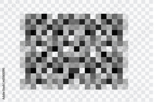 Censor pixel mosaic bar, simple gray blur censure frame on transparent background
