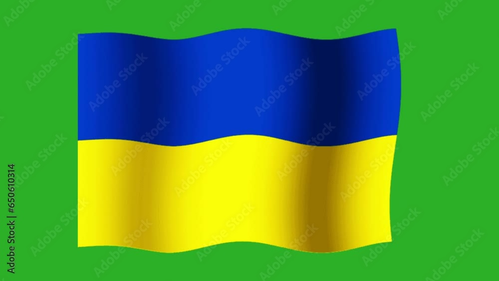Ukraine Flag Waving Slow Motion on green background. The Ukrainian flag flies. Ukrainian patriotic symbol. Ukraine Flag Waving Slow Motion on green background. The Ukrainian flag flies. Ukrainian patriotic symbol.