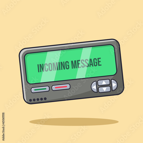 Vintage Pager Machine Illustration, Vector, Icon Isolated