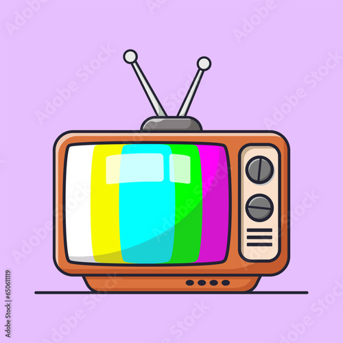 Old Vintage Television Illustration, Vector, Icon Isolated