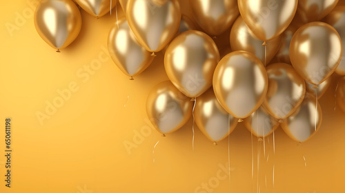 Wallpaper Mural Gold Balloons on Yellow Background with Copy Space Torontodigital.ca
