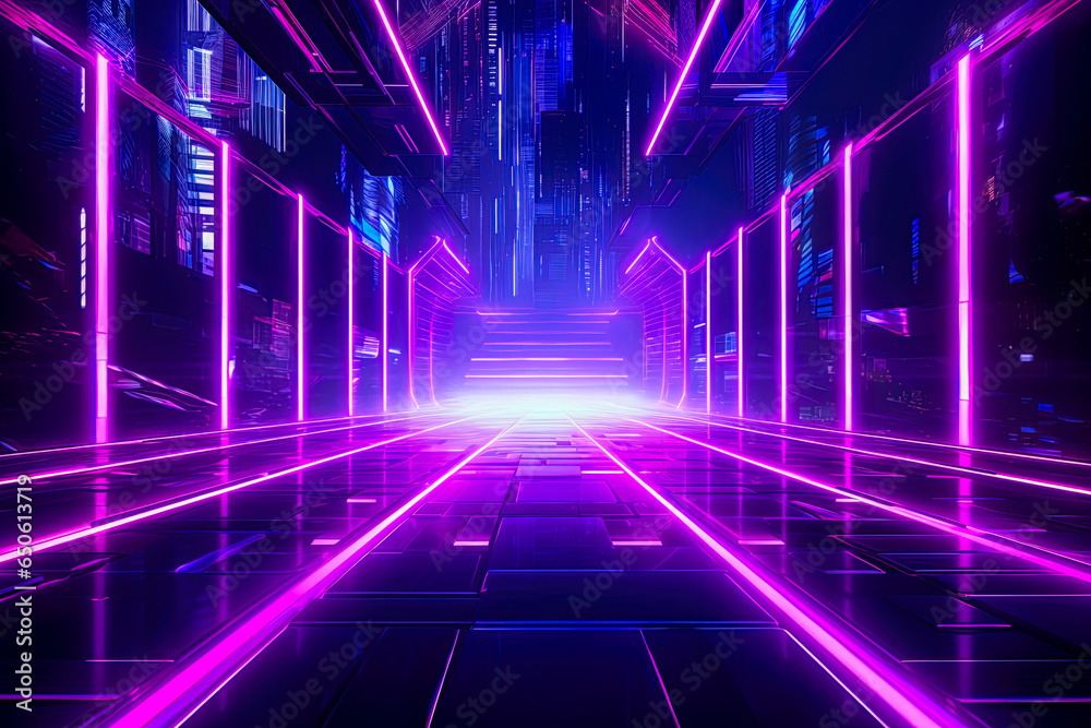 Dynamic and electrifying scene futuristic in a neon color palette
