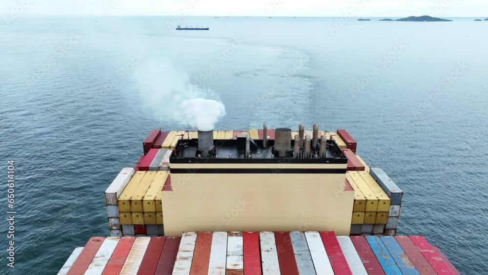 Smoke exhaust gas emissions carbondioxide from cargo lagre ship