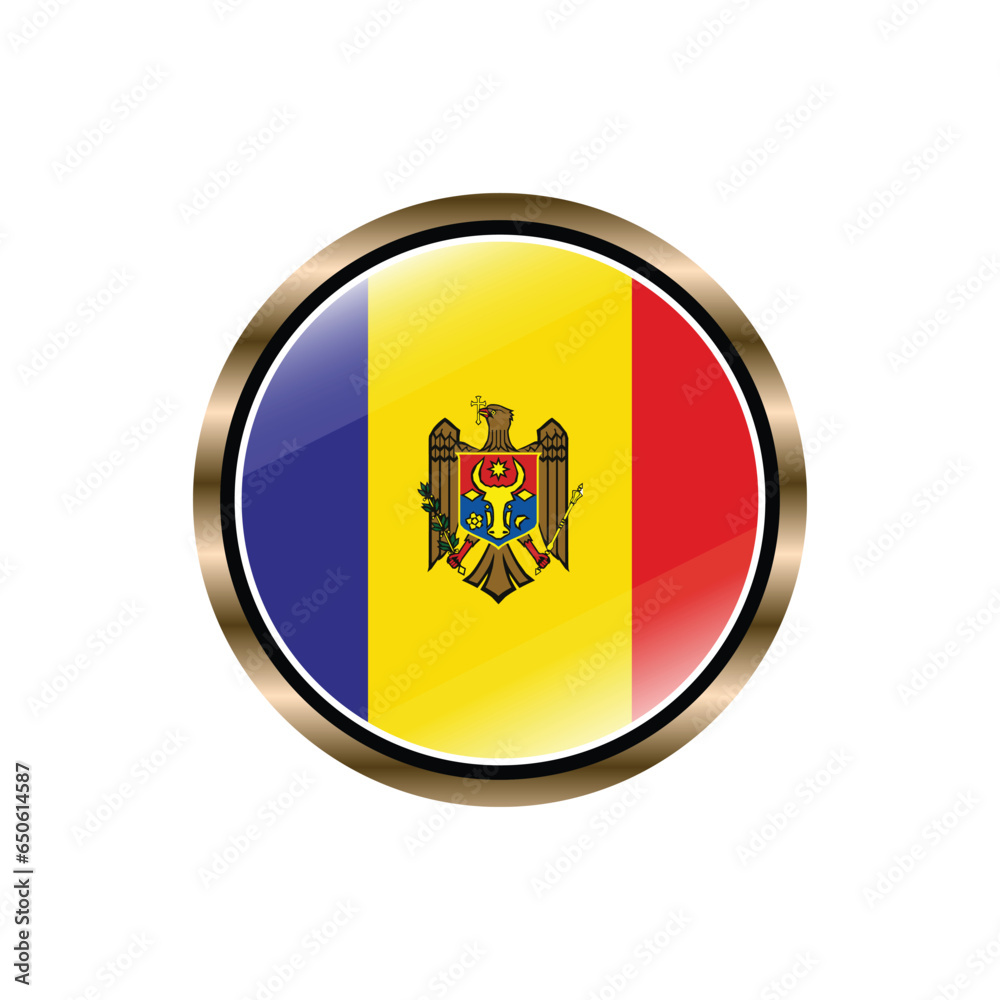 Fototapeta premium Moldova flag circle button vector template, trendy, collection, logo, design