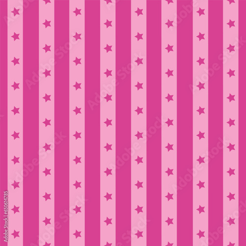 Fototapeta Naklejka Na Ścianę i Meble -  Striped pattern with a star. Pink texture Seamless vector stripes.  Fabric for wrapping wallpaper. Textile sample. Abstract geometric background. bright pink simple design. barbie style