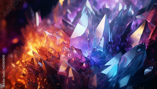 Beautiful and vibrant crystals in various colors and shapes photo