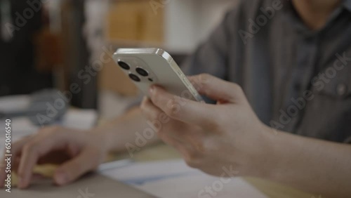 Man typing message on mobile phone, Digital Communication, Conversation via smartphone of internet network. photo