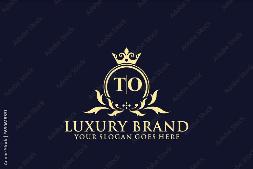 letter Initial TO elegant luxury monogram logo or badge template with ...