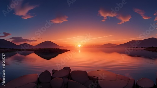 3D Animation Style Sunset Panorama