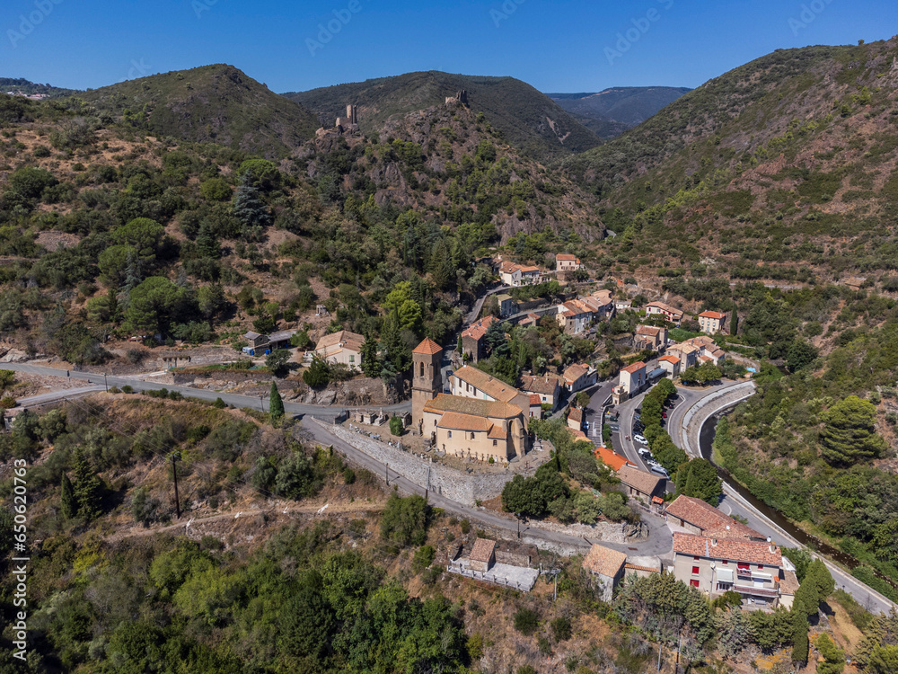 Fototapeta premium village of Lastours, castles of Lastours, Aude, French Republic, Europe