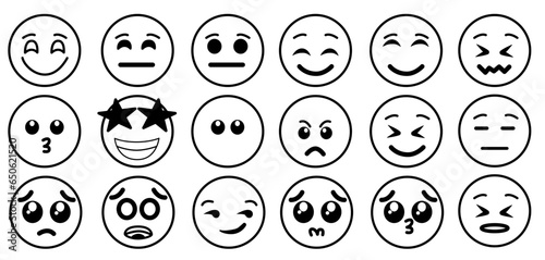 set of vector emoticons happy and sad and many other reactions