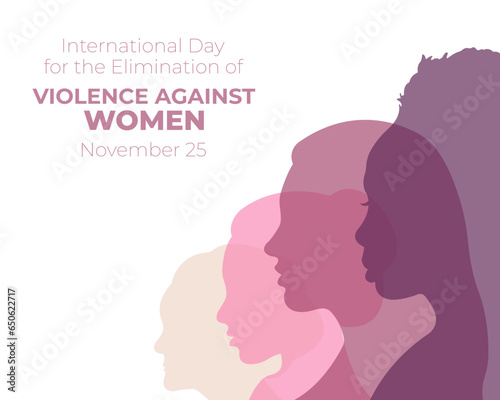 International Day for the Elimination of Violence Against Women.Horizontal banner with silhouettes of women.Vector illustration.