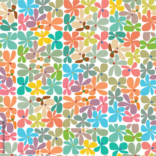 congested flowers colorful seamless pattern vector