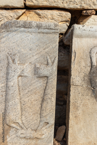 Various Greek art stone carving works in Turkey, Izmir, Ephesus open air museums.