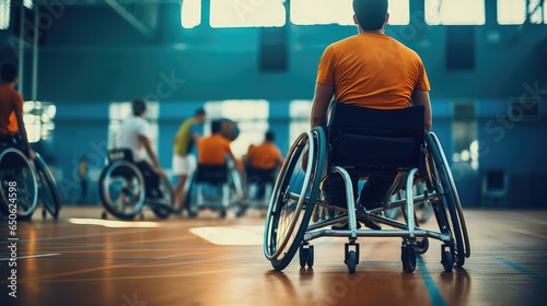 two guys in wheelchairs playing basketball © masyastadnikova