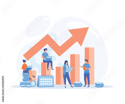 Business growth Concept, Partnership, team work, start up collaboration, target business. flat vector modern illustration