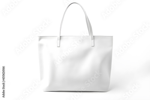 white tote bag with handle isolated on white background