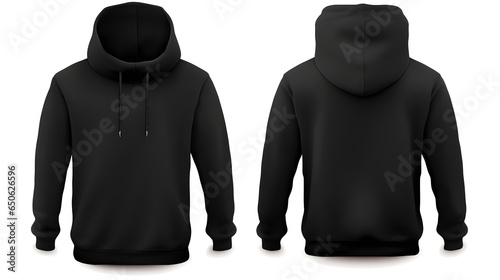 Blank hoodie sweatshirt mock up template, front, and back view, isolated on white background. Blank clothes sweat shirt sweater