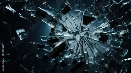 Broken glass frame realistic smashed window shards with cracks random shapes 