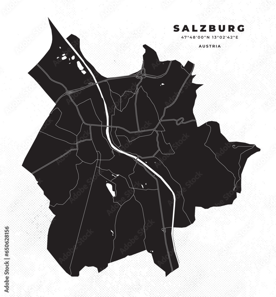 Obraz premium Salzburg map vector poster flyer
