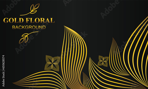 premium elegant gold floral background with floral and leaf ornament