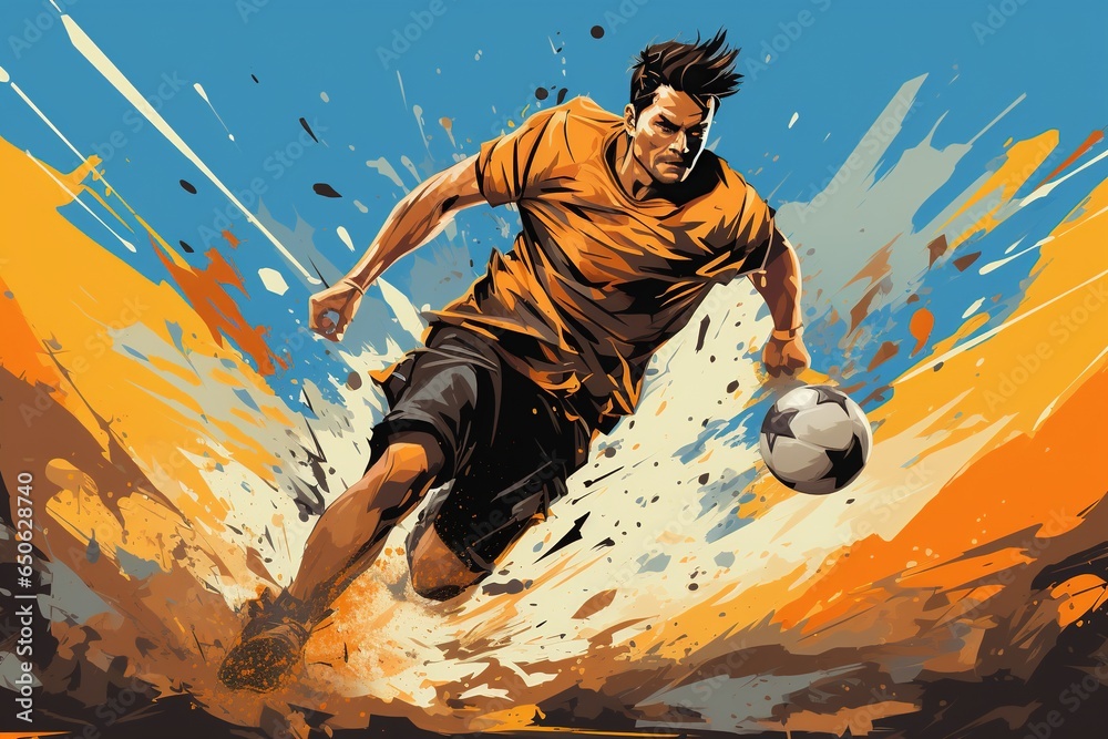 a soccer player kicking the ball