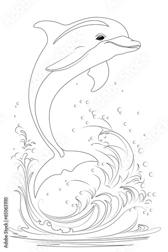 Coloring page a playful dolphin leaping out of the water