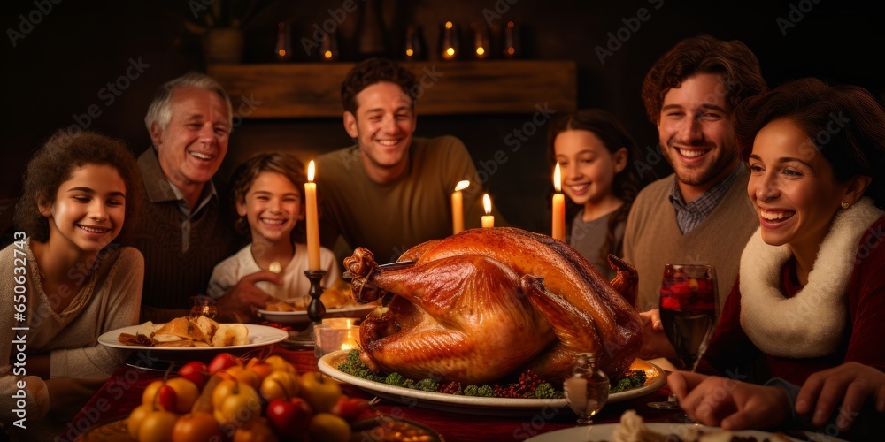 Family at the Thanksgiving dinner table