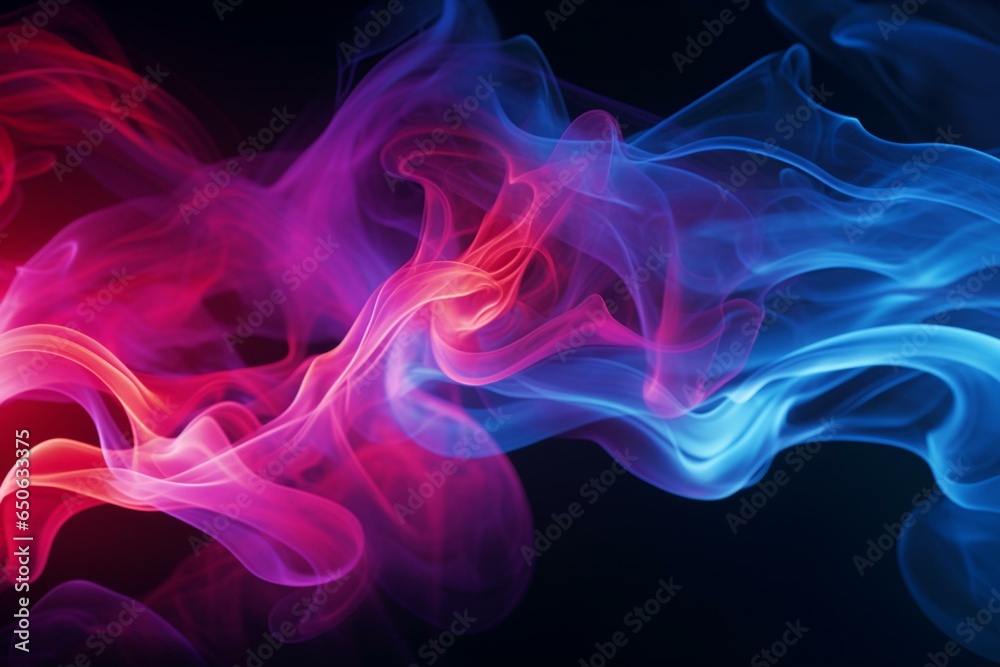 Vibrant smoke swirls on dark backdrop with a light frame. Generative AI