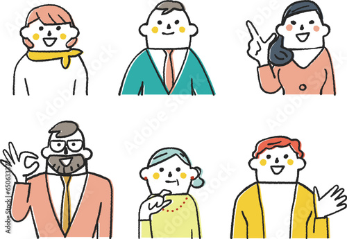 ビジネスパーソン　表情集　セット　イラスト素材

