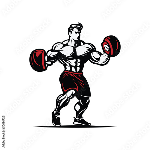  sport kick Boxing Mascot Logo Design icon