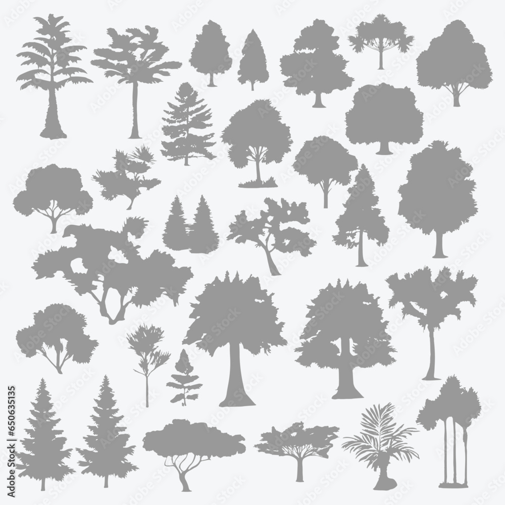 set icon tree forest vector symbol silhouette
