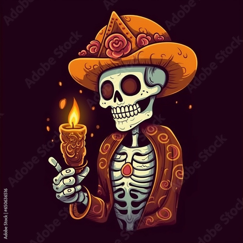 skeleton with a hat
