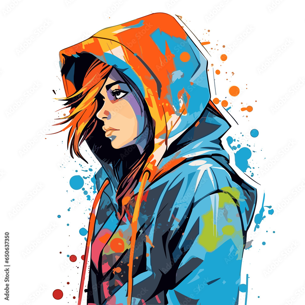 Design Hooded Boy colorful, Illustration, Watercolor PNG