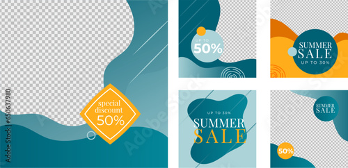 summer sale social media template banner background collection photo