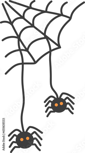 spider icon, halloween black and orange theme elements.