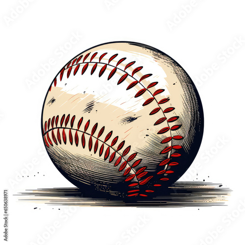 Print featuring a baseball or other sports theme on white background Ai Generative